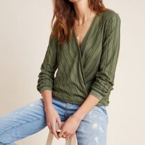 Maeve Anthropologie green wrap top size small